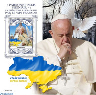 Central Africa 2022 Pope Francis Praying For Ukraine, Mint NH, Religion - Pope - Päpste