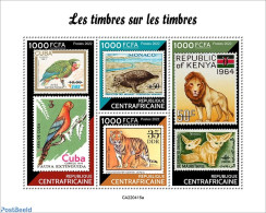 Central Africa 2022 Stamps On Stamps, Mint NH, Nature - Animals (others & Mixed) - Birds - Cat Family - Parrots - Sea .. - Timbres Sur Timbres
