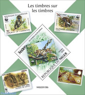 Niger 2022 Stamps On Stamps, Mint NH, Nature - Cat Family - Monkeys - World Wildlife Fund (WWF) - Stamps On Stamps - Timbres Sur Timbres