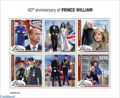 Liberia 2022 40th Annversary Of Prince William, Mint NH, History - Charles & Diana - Kings & Queens (Royalty) - Familles Royales