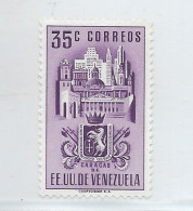 VENEZUELA 1951 CARACAS AND BUILDING HIGH VALUE 35C PURPLE SC491 MI621 MLH - Venezuela