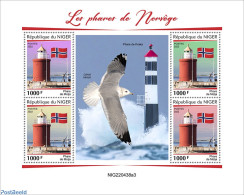 Niger 2022 Lighthouses Of Norway, Mint NH, History - Nature - Various - Flags - Birds - Lighthouses & Safety At Sea - Lighthouses