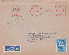 Norvège -1952--Lettre D'OSLO Pour PARIS-17° (France)-belle  EMA  Paus & Paus..vignette Jeux Olympiques D'hiver OSLO 1952 - Cartas & Documentos