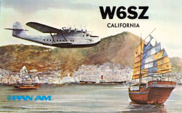 PAN AM : MARTIN M-130 FLYING BOAT ABOUT TO LAND On HONG KONG HARBOR In 1936 - CARTE QSL CARD ~ 9 X 14 Cm (an439) - 1946-....: Moderne
