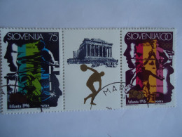 SLOVENIA USED   SPORT OLYMPIC GAMES  ATLANTA 96 SKIERS WITH LEBEL - Zomer 1996: Atlanta