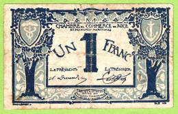 FRANCE / CHAMBRE De COMMERCE / NICE - ALPES MARITIMES / 1 FRANC / 1917-1919 SURCHARGE ROUGE 1920-1921 / N° 20497 / S 64 - Camera Di Commercio