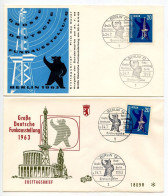 Germany, Berlin 1963 2 FDCs Scott 9N209 German Radio, Television & Phonograph Exhibition, Berlin Bear - 1948-1970