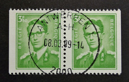 Belgie Belgique - 1970 - OPB/COB N° 1563d ( 2 Values ) - Koning Boudewijn Postzegelboekje - Obl. Oude God - Used Stamps