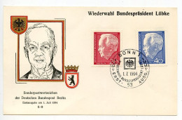 Germany, Berlin 1964 FDC Postcard Scott 9N211-9N212 President Dr. Heinrich Lübke; Bonn Postmark - 1948-1970