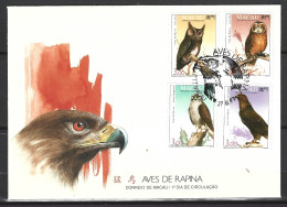 MACAO. N°690-3 Sur Enveloppe 1er Jour (FDC) De 1993. Aigle/Chouette. - Gufi E Civette