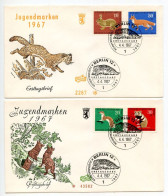 Germany, Berlin 1967 2 FDCs Scott 9NB45-9NB48 Animals - Rabbit, Ermine, Hamster, Red Fox - 1948-1970