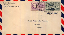 1939 CANAL ZONE , PEDRO MIGUEL - HOLTON , CORREO AÉREO , YV. 11 , 12 AÉREOS , 25º ANIVERSARIO APERTURA DEL CANAL - Kanaalzone