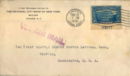 1930 CANAL ZONE , ANCON - SEATTLE , THE NATIONAL CITY BANK OF NEW YORK , YV. 79 - GAILLARD , CORREO AÉREO - Zona Del Canal