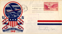 1941 CANAL ZONE , FIRST DAY COVER , YV. 8A - AIR MAIL SERIES , BALBOA HEIGHTS - Canal Zone