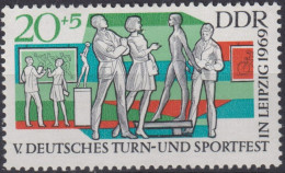 1969 DDR ** Mi:DD 1486, Sn:DD B153, Yt:DD 1182, Sg:DD E1207, Turnfest In Leipzig, Kunstausstellung - Unused Stamps