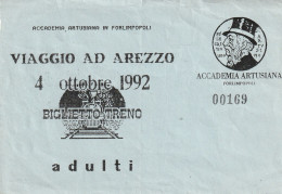 BIGLIETTO TRENO VIAGGIO AREZZO 1992 (MH756 - Eintrittskarten