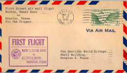 1946 CANAL ZONE , FIRST FLIGHT BALBOA , CANAL ZONE TO CORPUS CHRISTI - HOUSTON , TEXAS . VIA PAA CLIPPER , LLEGADA - Zona Del Canal