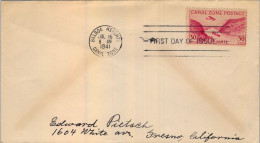 1941 CANAL ZONE , BALBOA HEIGHTS - FRESNO , FIRST DAY COVER , YV. 8A AÉREO - Zona Del Canal