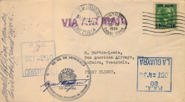 1930 CANAL ZONE , CRISTOBAL - LA GUAIRA ( VENEZUELA ) , CORREO AÉREO , LLEGADA , DIVERSAS MARCAS , YV. 1 AÉREO - Zona Del Canal