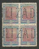 $20 Azul Gris Y Lila Castaño Fil Hex Perf - Unused Stamps