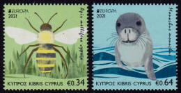 SALE!!! CYPRUS CHIPRE CHYPRE ZYPERN 2021 EUROPA CEPT Endangered National Wildlife 2 Stamps Set MNH ** - 2021