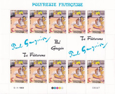 POLYNESIE FRANCAISE - 1989 - N° 346 MULTICOLORE - 1000 F -  PAUL GAUGUIN - PLANCHE COMPLETE DE 10 TIMBRES - ETAT NEUF - Ungebraucht