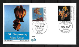 1991 Joint Germany And France, MIXED FDC WITH BOTH STAMPS: Painter Max Ernst - Emissions Communes