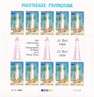 POLYNESIE FRANCAISE - 1988 - N° 302 MULTICOLORE - 400  - PHARE DE LA POINTE - PLANCHE COMPLETE DE 10 TIMBRES - ETAT NEUF - Ungebraucht