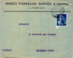 1946 PORTUGAL , LISBOA - FEIGNIES , SOBRE CIRCULADO , LLEGADA AL DORSO , BANCO FONSECAS , SANTOS & VIANNA - Lettres & Documents
