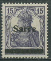 Saargebiet 1920 Germania Mit Aufdruck 7 C I Dunkelblauviolett Postfrisch - Nuevos