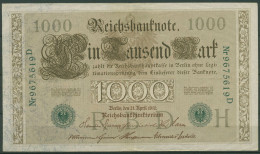 Dt. Reich 1000 Mark 1910, DEU-69b Serie H/D, Leicht Gebraucht (K1537) - 1000 Mark