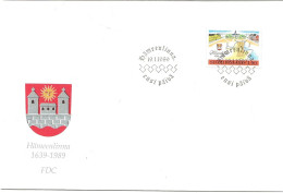 Finland   1989 350th Anniversary Of Hämeenlinna, Market Square, Old City Map, Municipal Coat Of Arms  Mi 1069  FDC - Brieven En Documenten