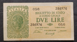 BANKNOTE KINGDOM OF ITALY 2 LIRE 1944 VENTURINI SIMONESCHI GIOVINCO SUPERB VARIETY DECENTRALIZED CUT FDS - Italia – 2 Lire