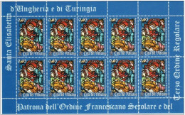 VATICANO 2007 CENTENARIO NASCITA SANTA ELISABETTA D'UNGHERIA E DI TURINGIA MINIFOGLIO ** MNH - Blocchi E Foglietti