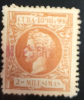 O) 1898 CUBA,  MUESTRA - SPECIMEN, MARK IN RED, KING ALFONSO XIII, SCT 157 2m Orange Brown, MNH - Autres & Non Classés
