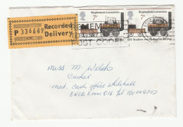 1975  RECORDED DELIVERY LABEL  Stockwell GB Cover Steam Train Stamps Railway - Brieven En Documenten