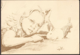 Fille Avec Le Lapin - Dessins D'enfants