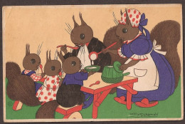 L'Heure Du Repas Pour Les écureuils - Illustré Par Willy Schermelé - 1949 - Schermele, Willy