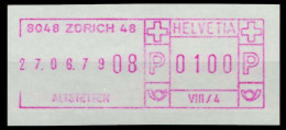 SCHWEIZ SCHALTERFREISTEMPEL Nr SFS1979 ZÜRICH Ungebraucht X7E6506 - Automatic Stamps
