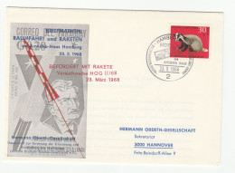SPACE Research 1966 HOG ROCKET TEST Germany Physicist HERMANN OBERTH  Flight Event COVER  Hamburg Stamps Physics - Physics
