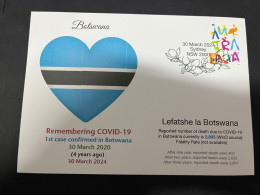 30-3-2024 (4 Y 28) COVID-19 4th Anniversary - Botswana - 30 March 2024 (with OZ Stamp) - Enfermedades