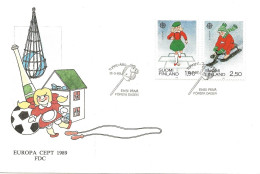 Finland   1989 Europe: Children's Games,  Girl Playing Hopscotch Hopscotch, Boy On A Dirigible Sledge Mi 1082-1083  FDC - Briefe U. Dokumente