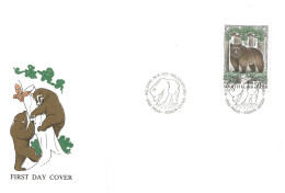 Finland   1989 NORTH: Animal, Mammal, Brown Bear (Ursus Arctos) Mi 1090  FDC - Brieven En Documenten