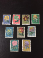 China Lot Flower Used 9 Stamps - Gebraucht