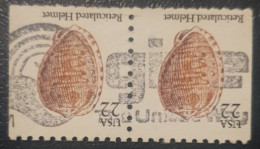 United States Pair Used Postmark Stamps Seashells With Fancy Slogan Cancel Give - Gebruikt