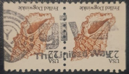 United States Pair Used Coil Postmark Stamps Seashells With Fancy Slogan Cancel Give - Gebruikt