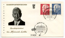 Germany, Berlin 1967 FDC Scott 9N263-9N264 President Dr. Heinrich Lübke - 1948-1970