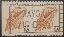 United States Pair Used Coil Postmark Stamps Seashells With Slogan Cancel - Used Stamps