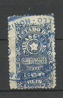 BRAZIL Brasilien Estado De Minas Geraes Ca. 1900 Local Revenue Taxe Fiscal Tax Secretaria Das Financas 300 R. O - Gebraucht