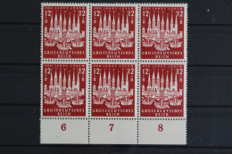 Deutsches Reich, MiNr. 862 PLF F 46, 6er Block, Unterrand, Ungebraucht - Variétés & Curiosités